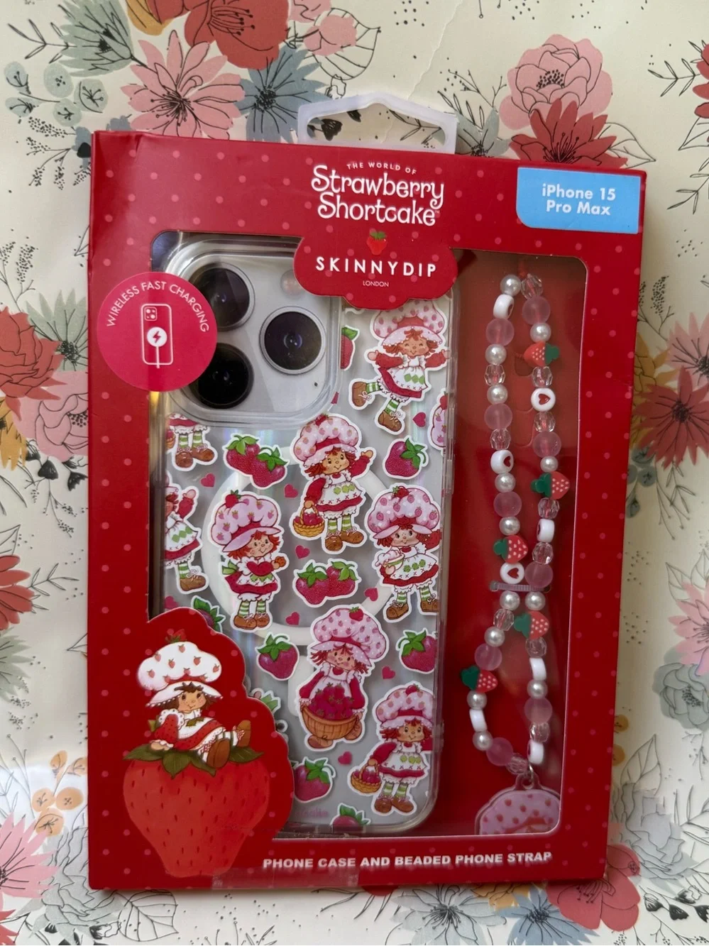 Strawberry Shortcake iPhone 15 Pro Max Case & beaded strap